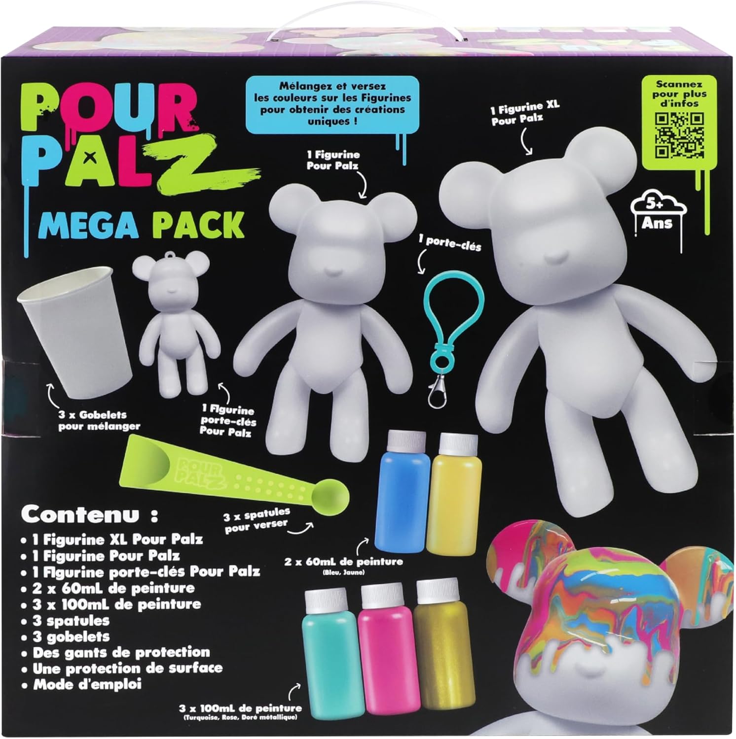 Pour Palz DIY Paint Pouring Kit - 1 XL Bear Figurine - Create Unique Marbled Art