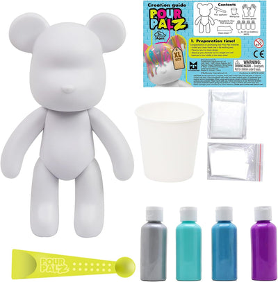 Pour Palz DIY Paint Pouring Kit - 1 XL Bear Figurine - Create Unique Marbled Art