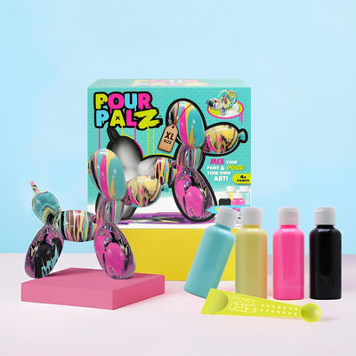 Pour Palz DIY Paint Pouring Kit - 1 XL Bear Figurine - Create Unique Marbled Art