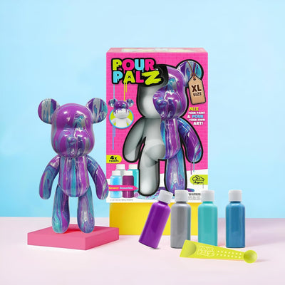 Pour Palz DIY Paint Pouring Kit - 1 XL Bear Figurine - Create Unique Marbled Art