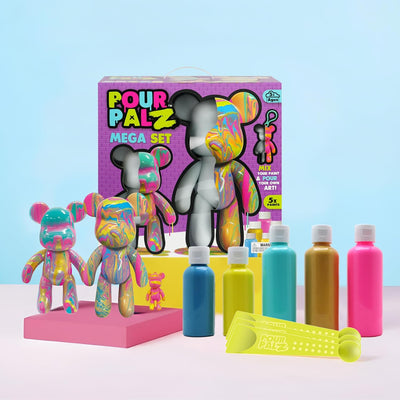 Pour Palz DIY Paint Pouring Kit - 1 XL Bear Figurine - Create Unique Marbled Art