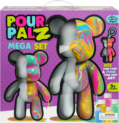Pour Palz DIY Paint Pouring Kit - 1 XL Bear Figurine - Create Unique Marbled Art