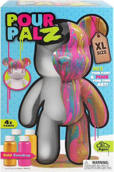 Pour Palz DIY Paint Pouring Kit - 1 XL Bear Figurine - Create Unique Marbled Art