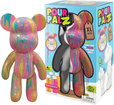 Pour Palz DIY Paint Pouring Kit - 1 XL Bear Figurine - Create Unique Marbled Art