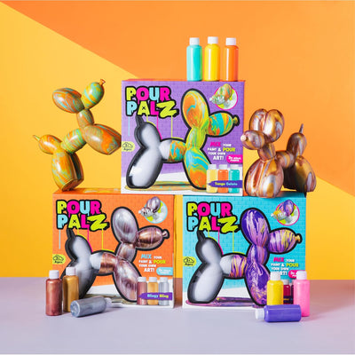 Pour Palz DIY Paint Pouring Kit - 1 XL Bear Figurine - Create Unique Marbled Art