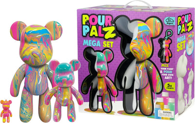 Pour Palz DIY Paint Pouring Kit - 1 XL Bear Figurine - Create Unique Marbled Art