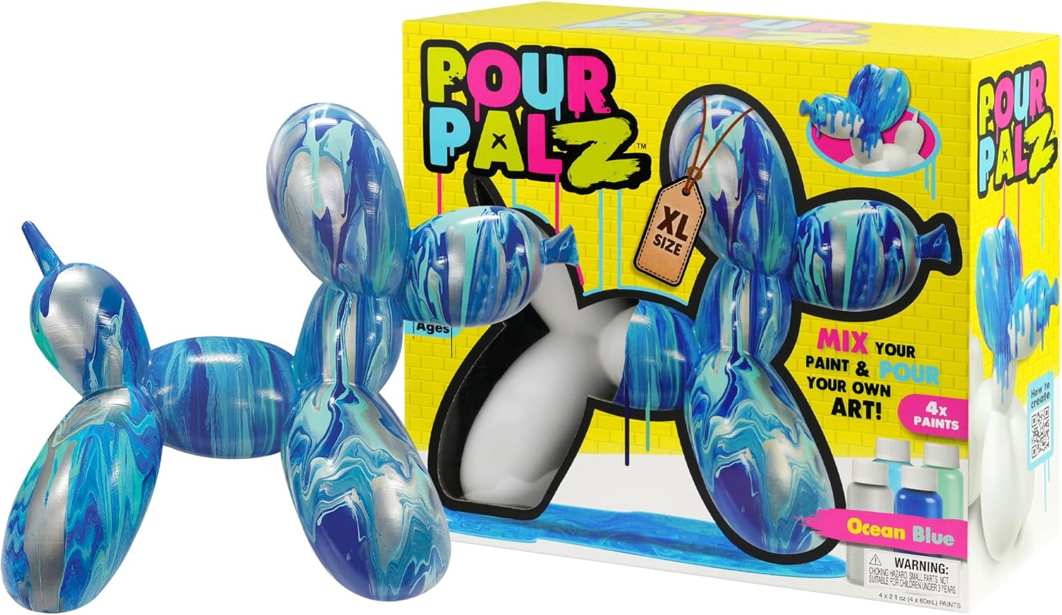 Pour Palz DIY Paint Pouring Kit - 1 XL Bear Figurine - Create Unique Marbled Art