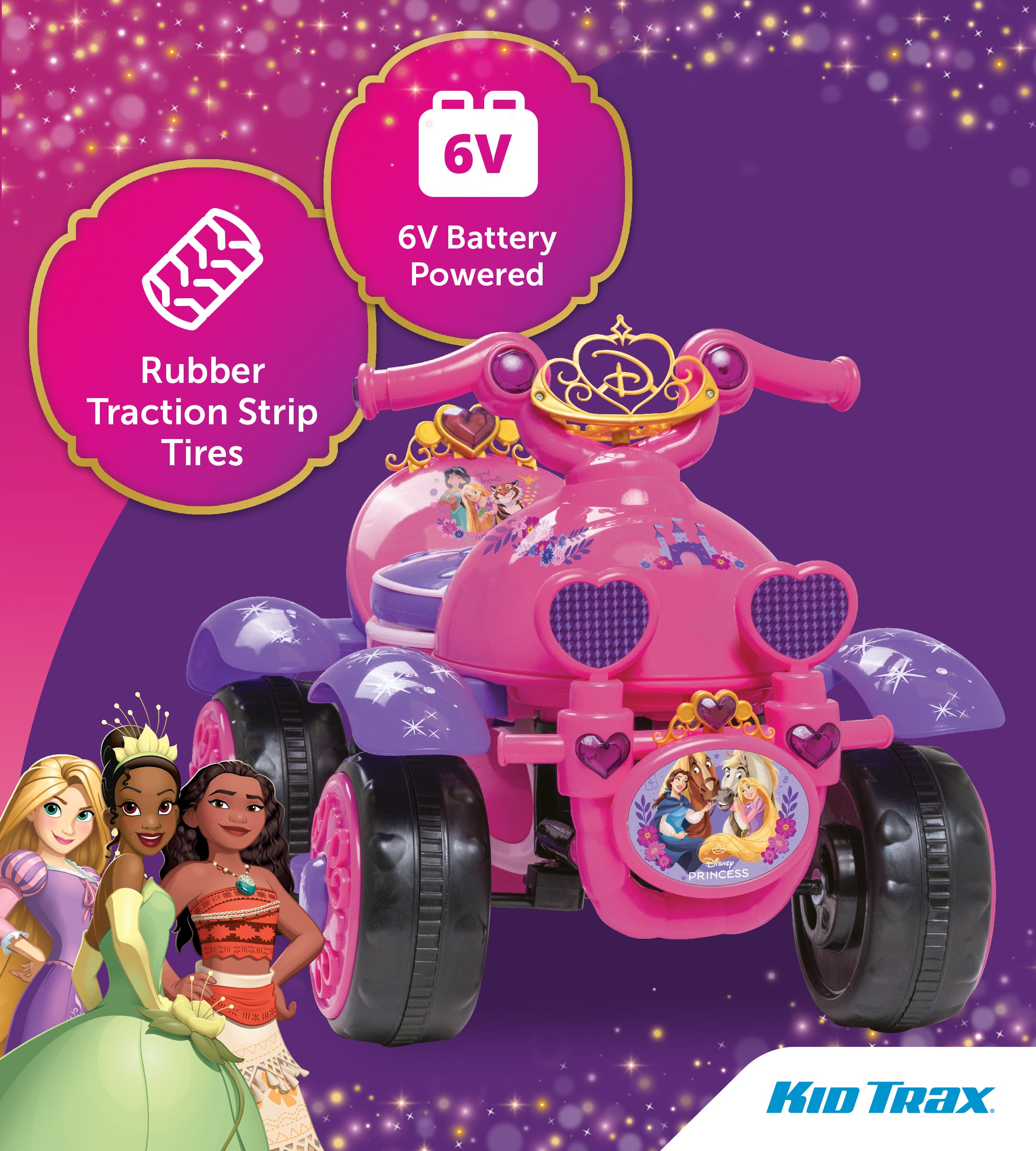Kid Trax Toddler Disney Princess Electric Quad Ride On Toy