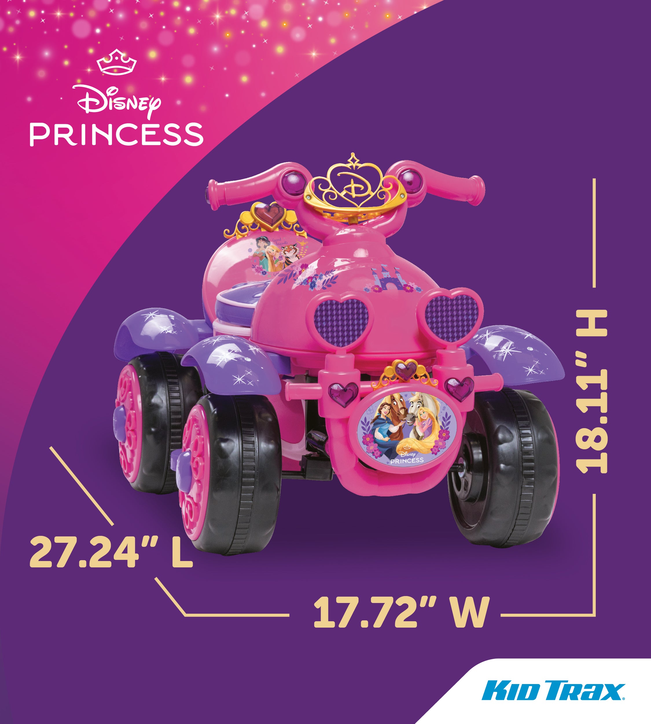Kid Trax Toddler Disney Princess Electric Quad Ride On Toy
