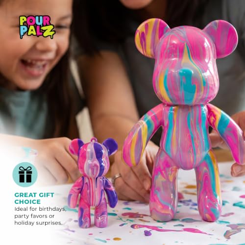 Pour Palz Keychain Pouring Mini Paint Bear Craft DIY Kit, Personalized Bear Keepsake