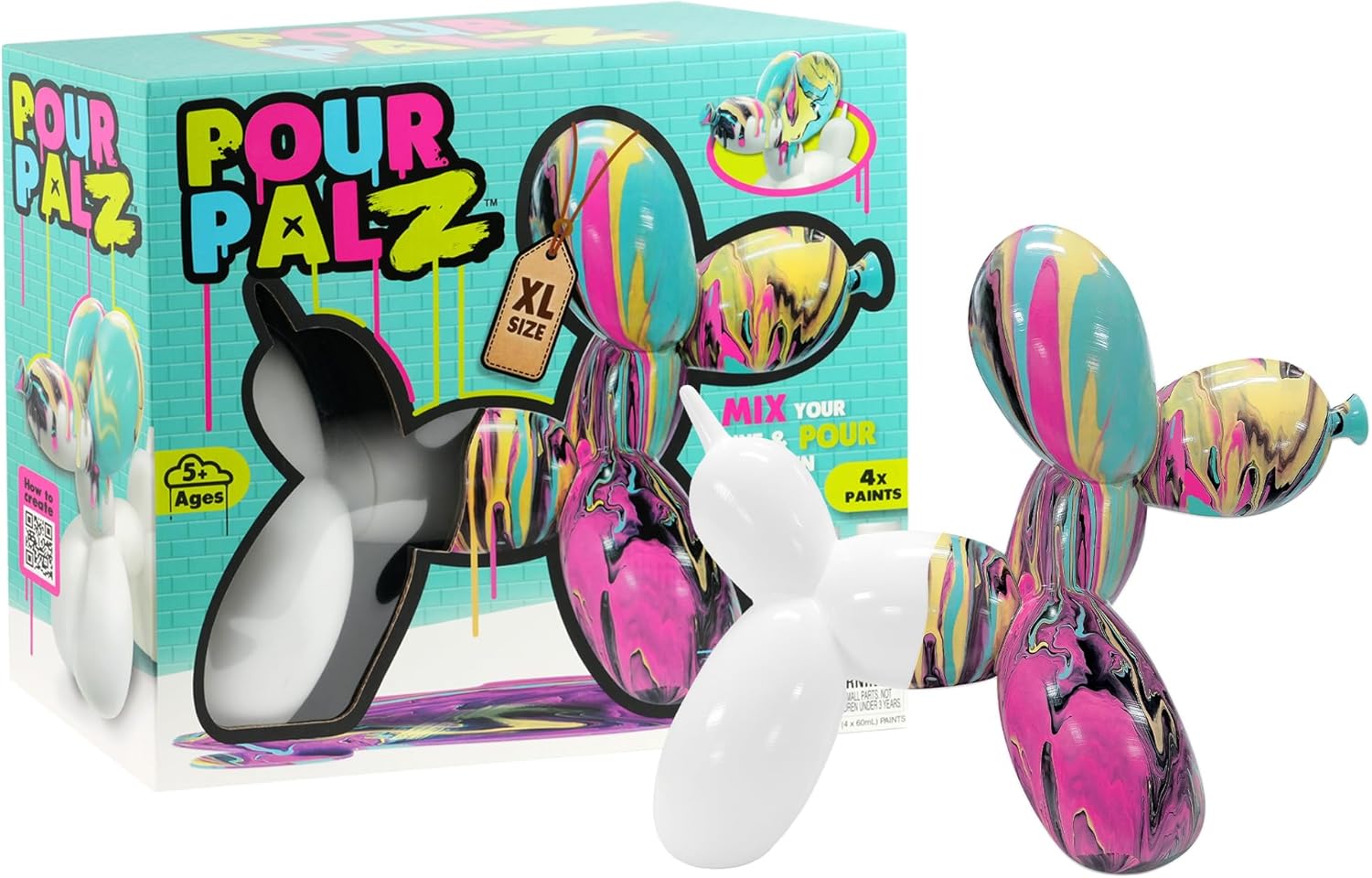 Pour Palz DIY Paint Pouring Kit - 1 XL Bear Figurine - Create Unique Marbled Art