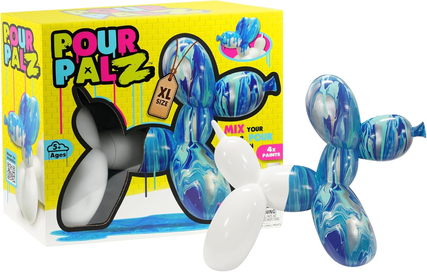 Pour Palz DIY Paint Pouring Kit - 1 XL Bear Figurine - Create Unique Marbled Art