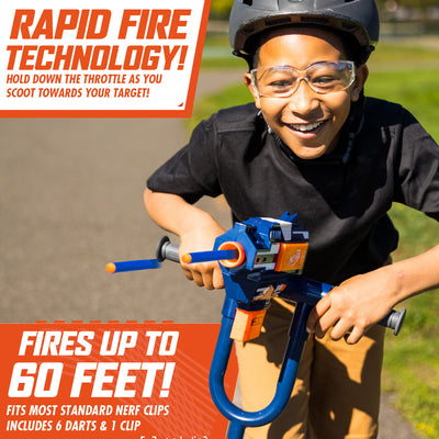 Flybar NERF Electric Scooter for Kids with Blaster Fires Up to 60 Feet