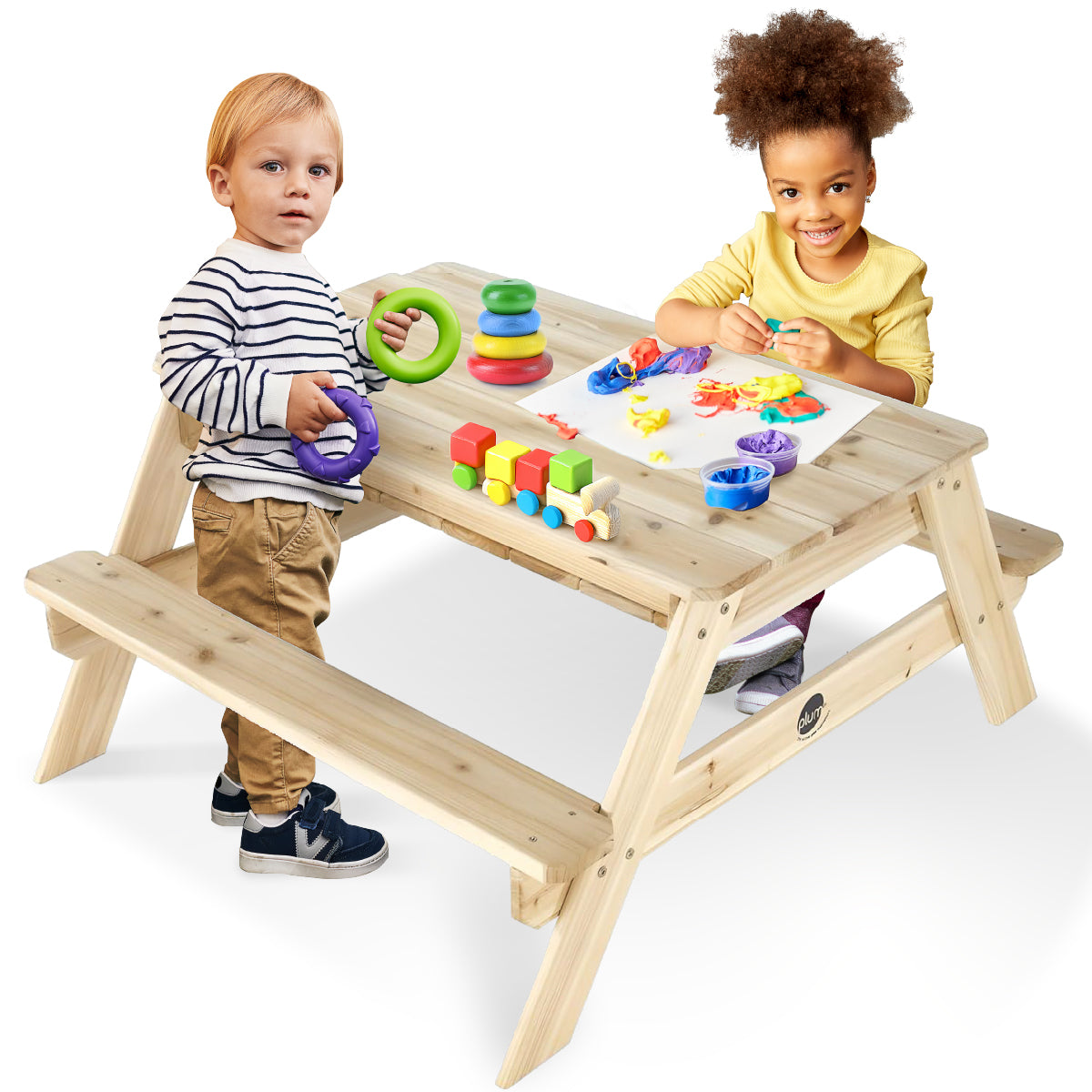 Plum® Surfside Wooden Sand and Water Picnic Table - Natural