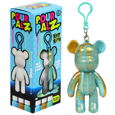Pour Palz Mini Paint Bear Keychain Pouring Craft DIY Kit, Design Your Own Personalized Bear Keepsake