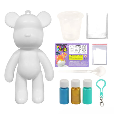 Pour Palz Keychain Pouring Mini Paint Bear Craft DIY Kit, Personalized Bear Keepsake