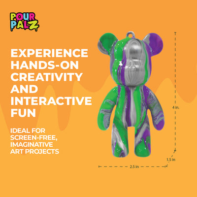 Pour Palz Mini Paint Bear Keychain Pouring Craft DIY Kit, Design Your Own Personalized Bear Keepsake