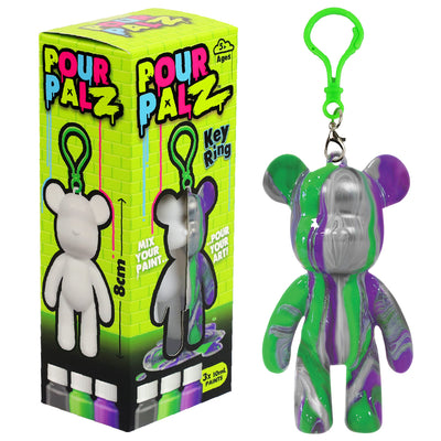 Pour Palz Mini Paint Bear Keychain Pouring Craft DIY Kit, Design Your Own Personalized Bear Keepsake
