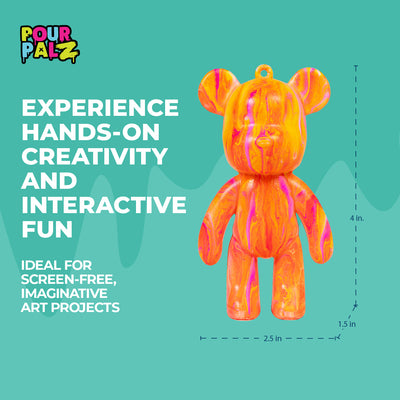 Pour Palz Mini Paint Bear Keychain Pouring Craft DIY Kit, Design Your Own Personalized Bear Keepsake