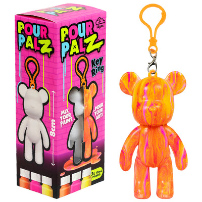 Pour Palz Keychain Pouring Mini Paint Bear Craft DIY Kit, Personalized Bear Keepsake