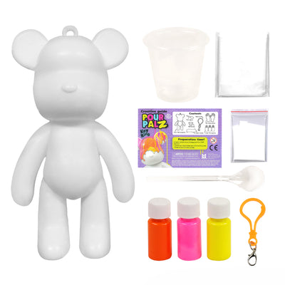 Pour Palz Mini Paint Bear Keychain Pouring Craft DIY Kit, Design Your Own Personalized Bear Keepsake