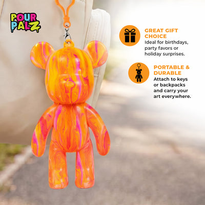 Pour Palz Mini Paint Bear Keychain Pouring Craft DIY Kit, Design Your Own Personalized Bear Keepsake