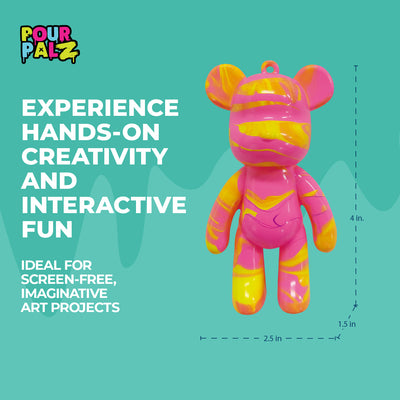 Pour Palz Mini Paint Bear Keychain Pouring Craft DIY Kit, Design Your Own Personalized Bear Keepsake