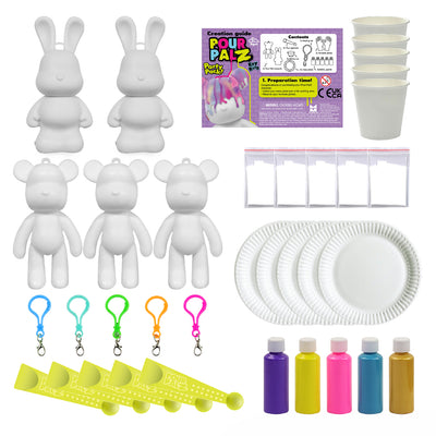 Pour Palz Mini Paint Bear Keychain Pouring Craft DIY Kit, Design Your Own Personalized Bear Keepsake