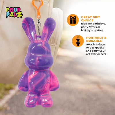 Pour Palz Mini Paint Bear Keychain Pouring Craft DIY Kit, Design Your Own Personalized Bear Keepsake