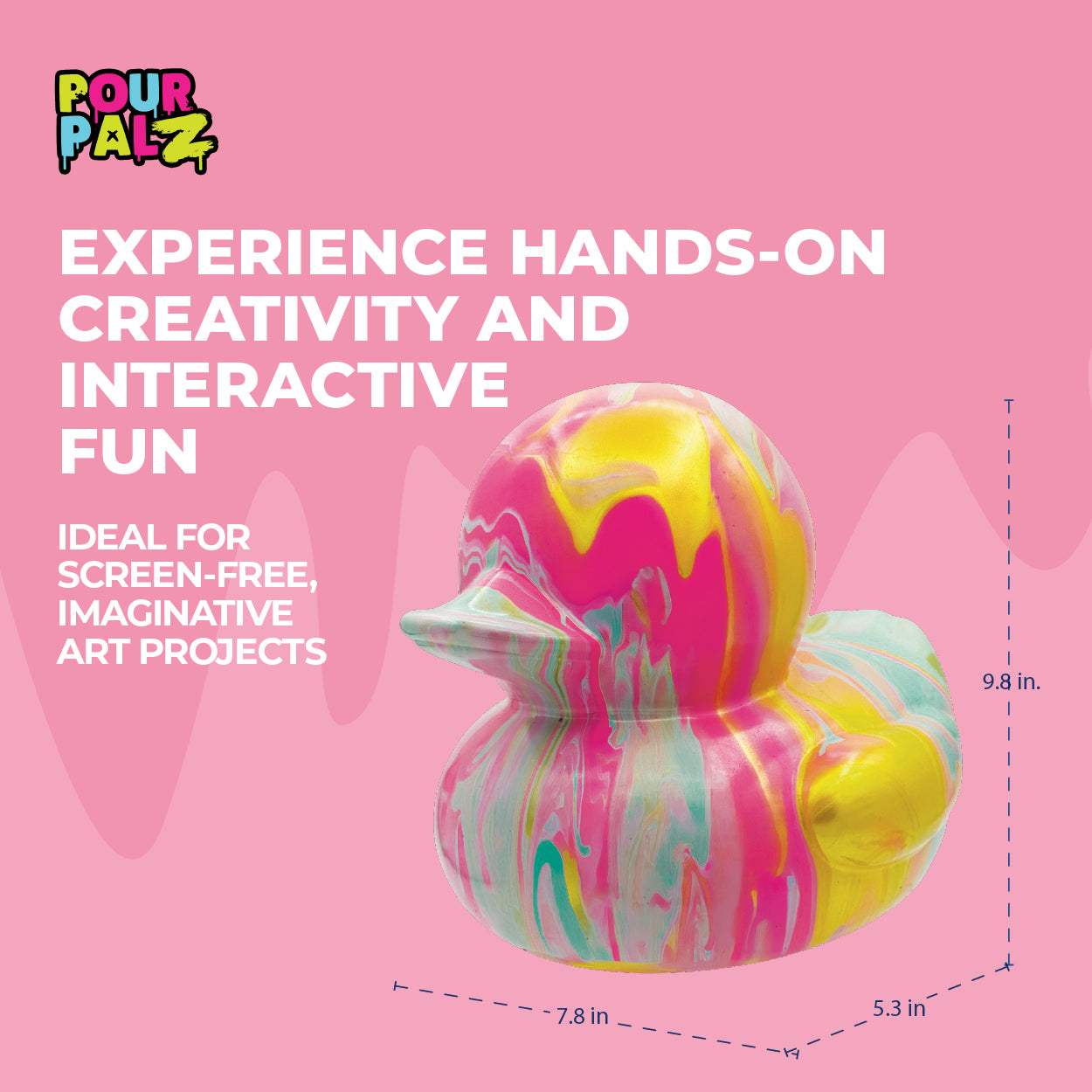 Pour Palz DIY Paint Pouring Kit - 1 XL Bear Figurine - Create Unique Marbled Art