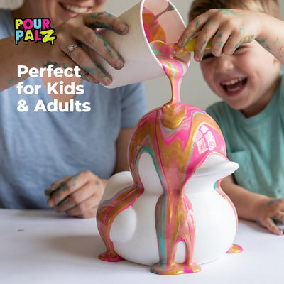 Pour Palz DIY Paint Pouring Kit - 1 XL Bear Figurine - Create Unique Marbled Art