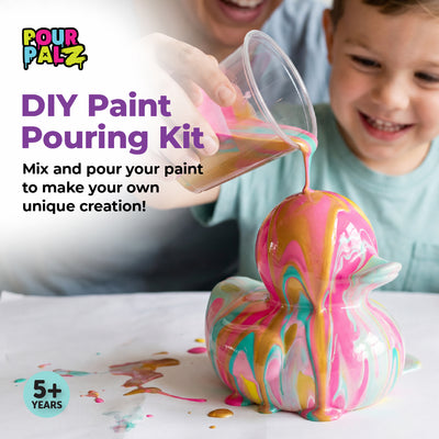 Pour Palz DIY Paint Pouring Kit - 1 XL Bear Figurine - Create Unique Marbled Art