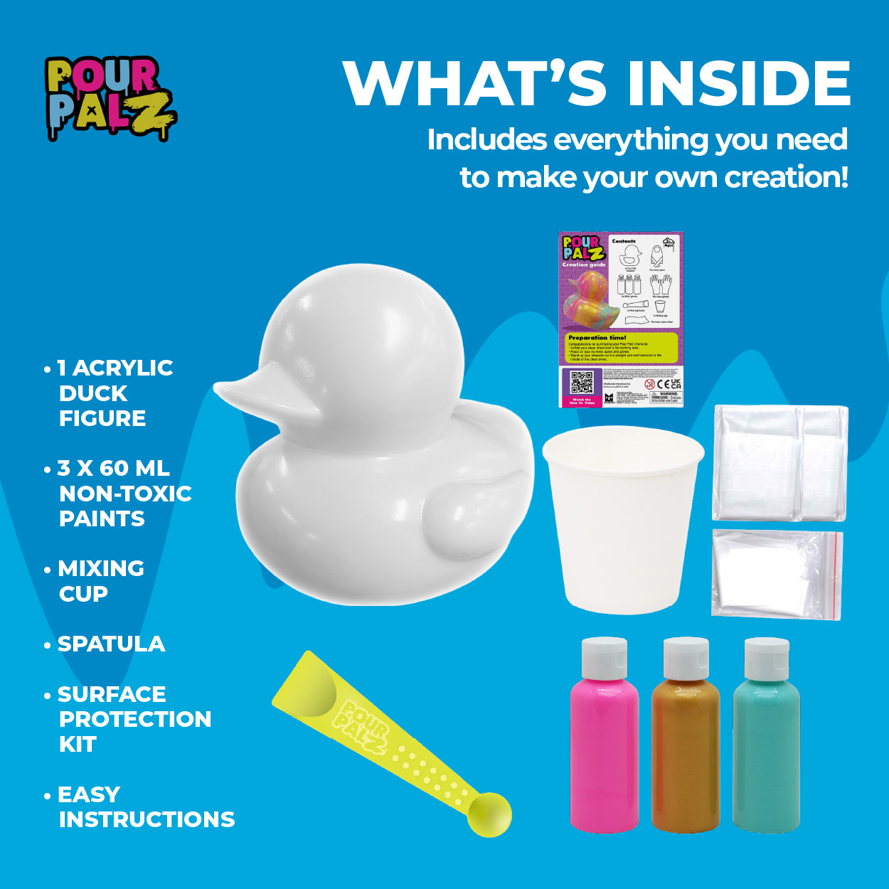 Pour Palz DIY Paint Pouring Kit - 1 XL Bear Figurine - Create Unique Marbled Art
