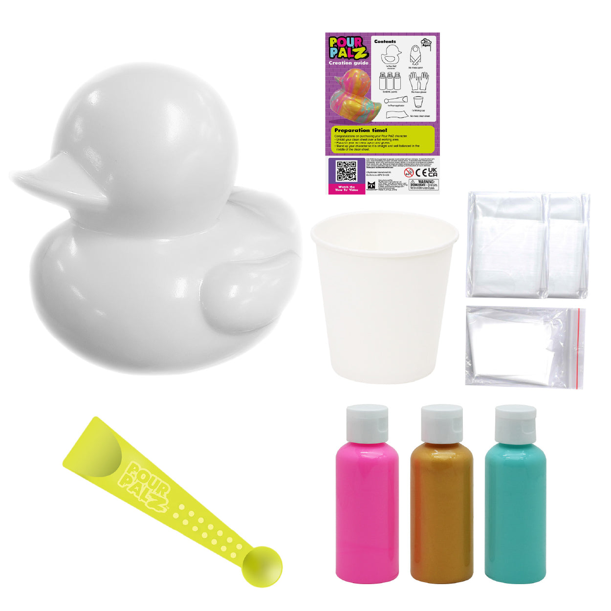 Pour Palz DIY Paint Pouring Kit - 1 XL Bear Figurine - Create Unique Marbled Art