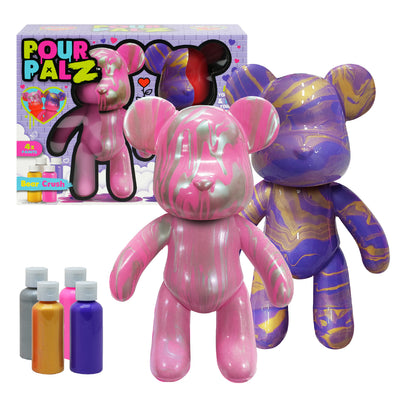 Pour Palz DIY Paint Pouring Kit - 1 XL Bear Figurine - Create Unique Marbled Art