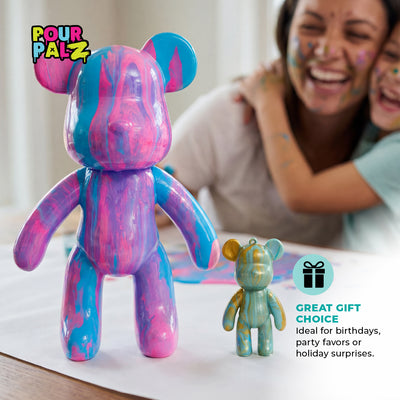 Pour Palz Mini Paint Bear Keychain Pouring Craft DIY Kit, Design Your Own Personalized Bear Keepsake
