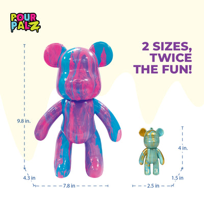 Pour Palz Mini Paint Bear Keychain Pouring Craft DIY Kit, Design Your Own Personalized Bear Keepsake
