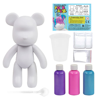 Pour Palz Mini Paint Bear Keychain Pouring Craft DIY Kit, Design Your Own Personalized Bear Keepsake