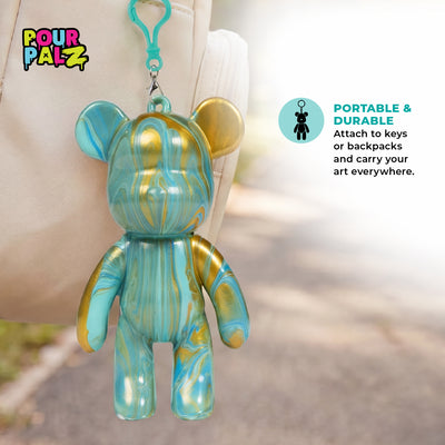 Pour Palz Mini Paint Bear Keychain Pouring Craft DIY Kit, Design Your Own Personalized Bear Keepsake