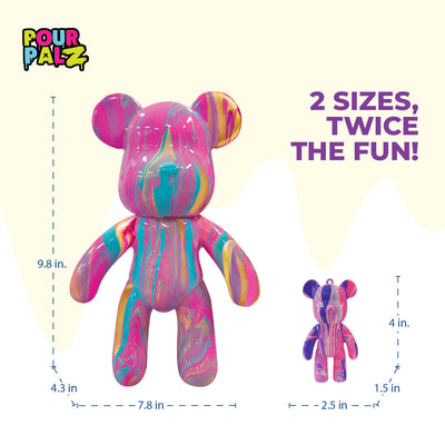Pour Palz Mini Paint Bear Keychain Pouring Craft DIY Kit, Design Your Own Personalized Bear Keepsake
