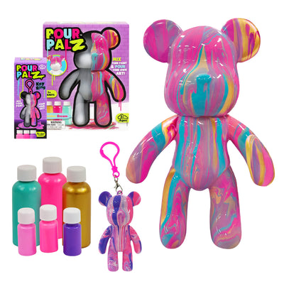 Pour Palz Mini Paint Bear Keychain Pouring Craft DIY Kit, Design Your Own Personalized Bear Keepsake