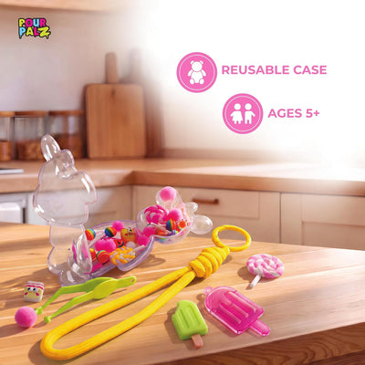 Pour Palz Fillz Mini Bear Keychain Kit, 30-Piece DIY Charm for Kids Ages 5+