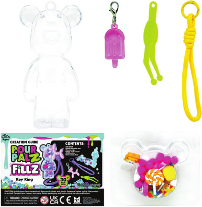 Pour Palz Fillz Mini Bear Keychain Kit, 30-Piece DIY Charm for Kids Ages 5+