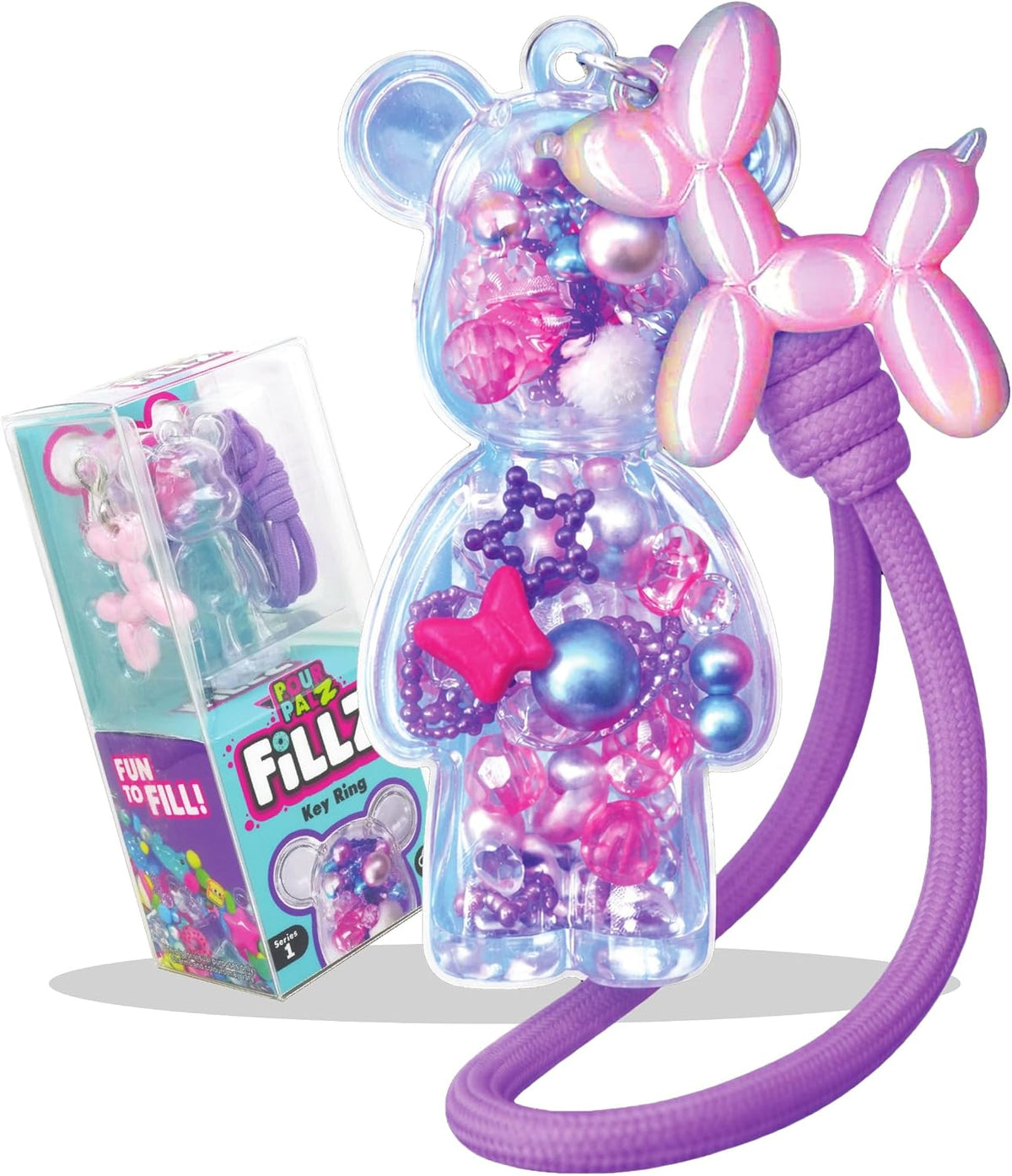 Pour Palz Fillz Mini Bear Keychain Kit, 30-Piece DIY Charm for Kids Ages 5+