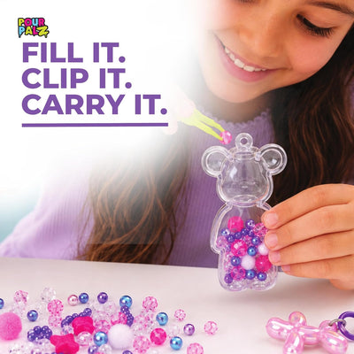 Pour Palz Fillz Mini Bear Keychain Kit, 30-Piece DIY Charm for Kids Ages 5+