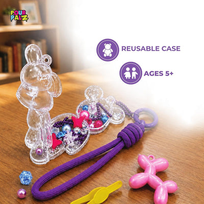 Pour Palz Fillz Mini Bear Keychain Kit, 30-Piece DIY Charm for Kids Ages 5+