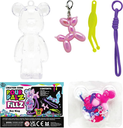 Pour Palz Fillz Mini Bear Keychain Kit, 30-Piece DIY Charm for Kids Ages 5+