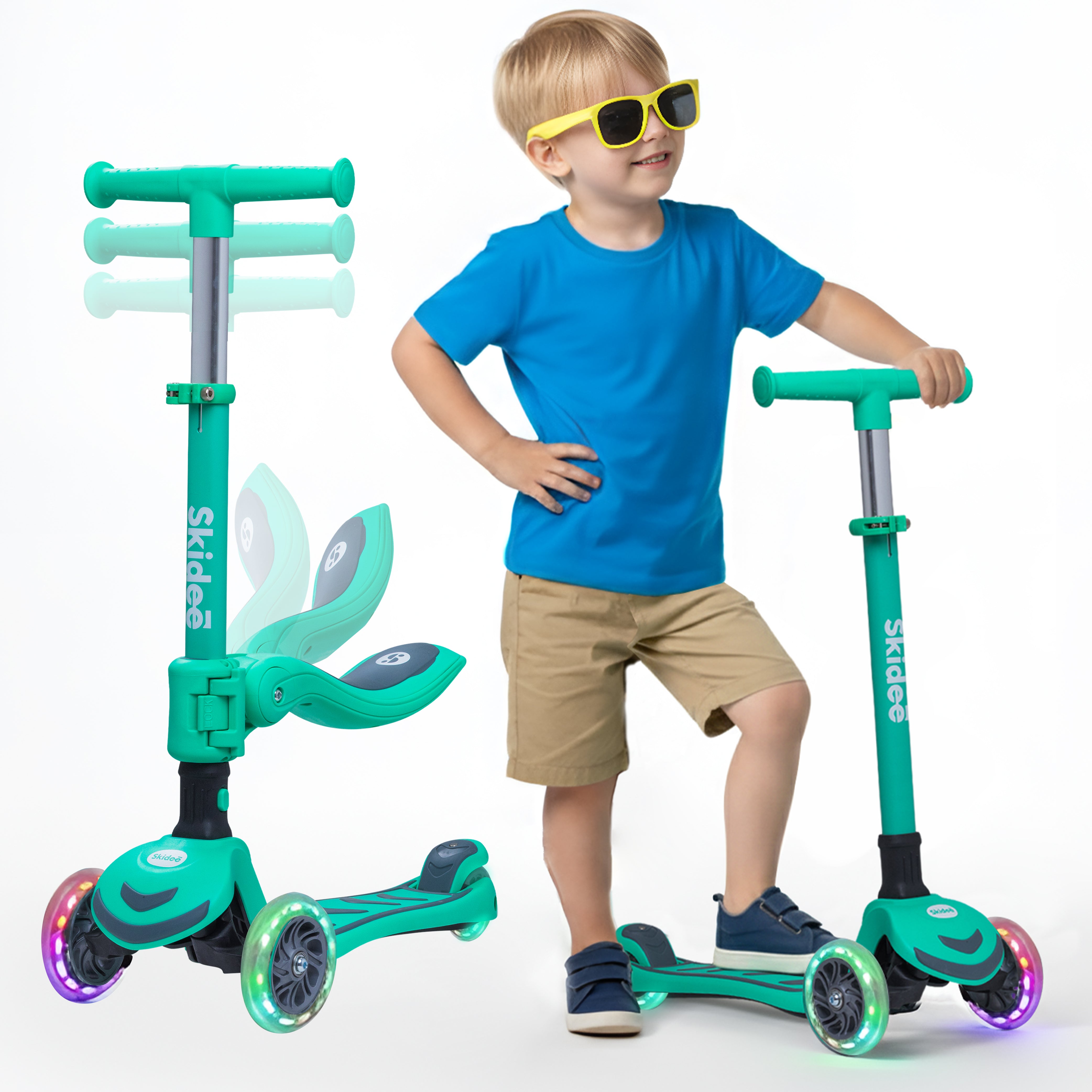 Skidee Y200 Scooter for Kids with LED Wheels