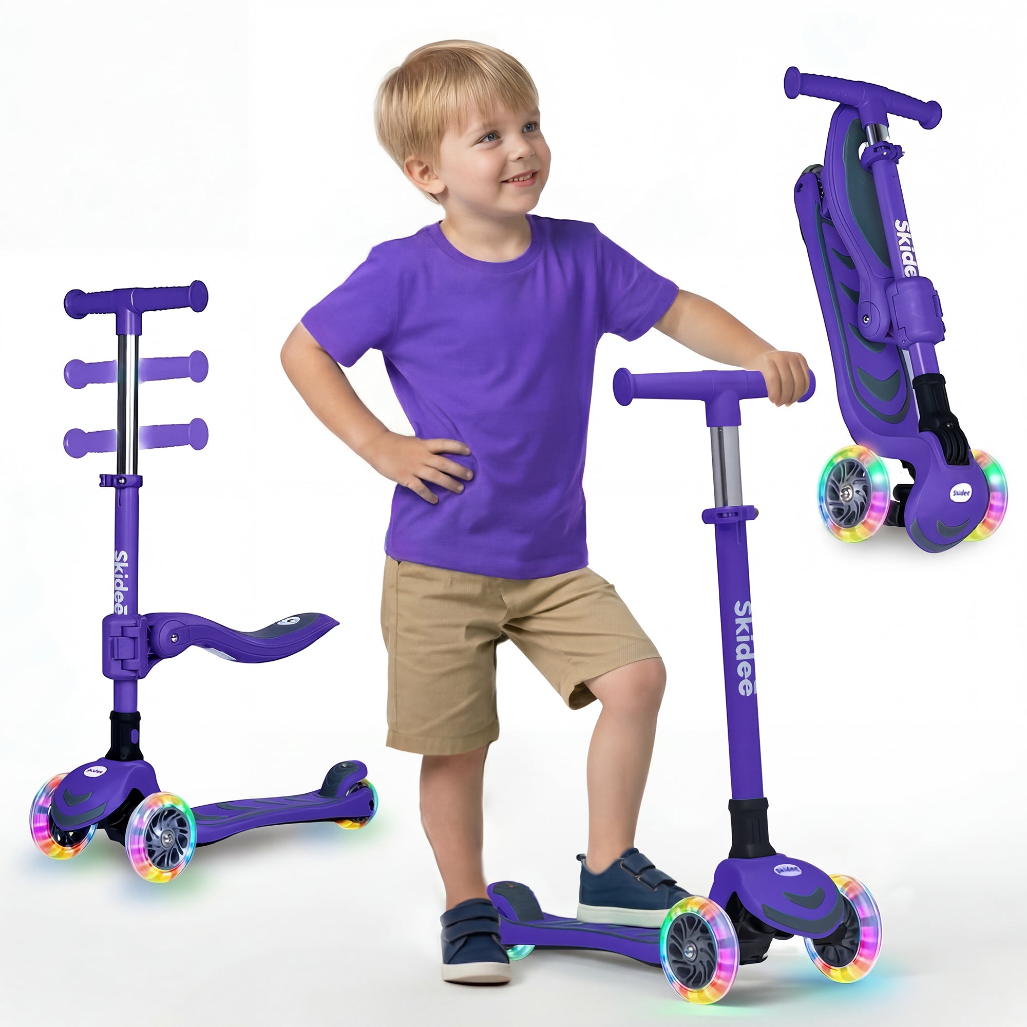Skidee Y200 Scooter for Kids with LED Wheels