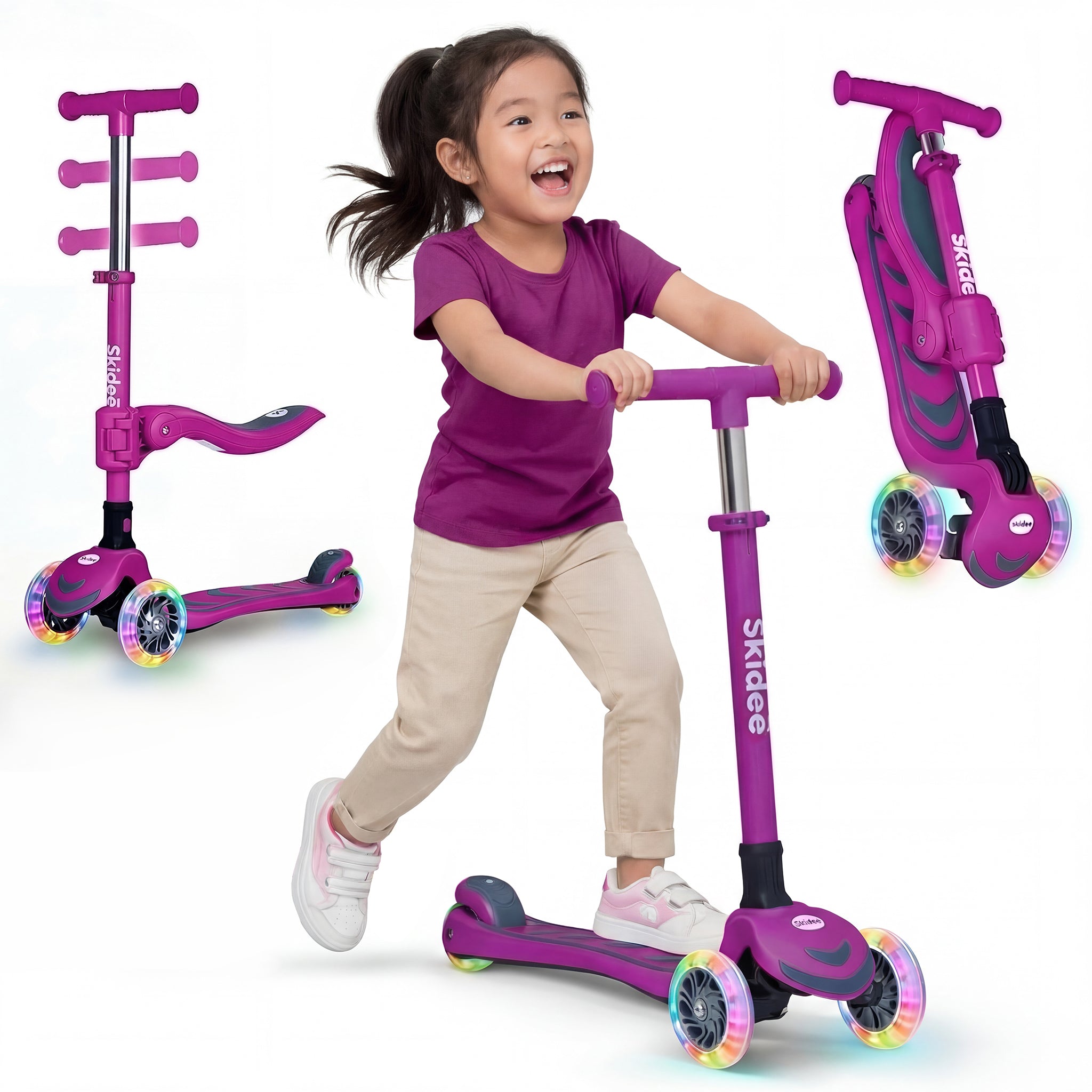 Skidee Y200 Scooter for Kids with LED Wheels